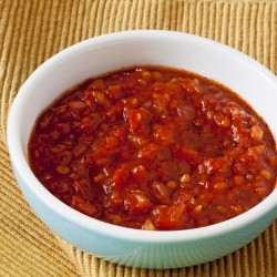 Spicy Onion and sticky tomato chutney